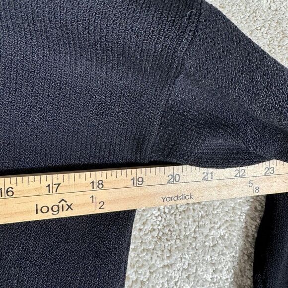 St John Santana Knit Sweater Black Key Chain Size‎ Small Mock Neck Shoulder Pads - Picture 10 of 13